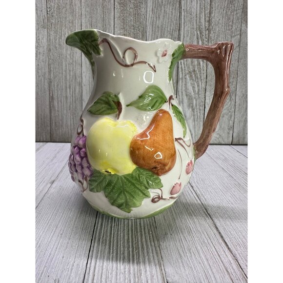 Jay Willfred Andrea by Sadek Pitcher Jug Ceramic Fruit Embossed Design Portugal - Picture 3 of 7